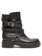 Matchesfashion.com Gianvito Rossi - Buckled Leather Biker Boots - Womens - Black