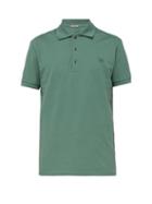 Matchesfashion.com Bottega Veneta - Butterfly Motif Cotton Piqu Polo T Shirt - Mens - Green