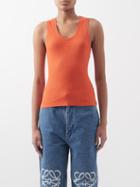 Loewe - Anagram-embroidered Cotton-blend Jersey Tank Top - Womens - Orange