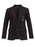 Matchesfashion.com Dolce & Gabbana - Single-breasted Logo-embroidered Twill Jacket - Mens - Black
