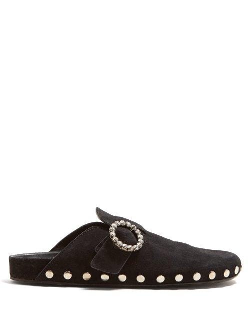 Matchesfashion.com Isabel Marant - Mirvin Backless Suede Clogs - Womens - Black