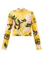 Matchesfashion.com Marni - Tie-back Floral-print Cotton Top - Womens - Yellow Print