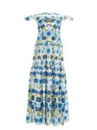 Borgo De Nor - Farah Floral-print Cotton-poplin Dress - Womens - Blue