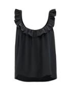 Loup Charmant - Tula Ruffled Silk-crepe Tank Top - Womens - Black