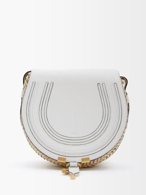 Chlo - Marcie Mini Leather And Raffia Cross-body Bag - Womens - White