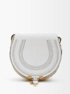 Chlo - Marcie Mini Leather And Raffia Cross-body Bag - Womens - White