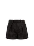 Matchesfashion.com Alexandre Vauthier - High Waist Cotton Blend Oxford Shorts - Womens - Black