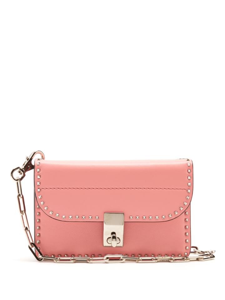 Valentino Stud Stitching Small Leather Cross-body Bag