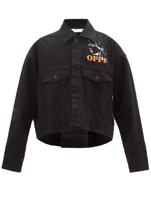Matchesfashion.com Off-white - Offf Logo Cropped Denim Jacket - Mens - Black Orange