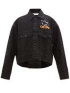 Matchesfashion.com Off-white - Offf Logo Cropped Denim Jacket - Mens - Black Orange