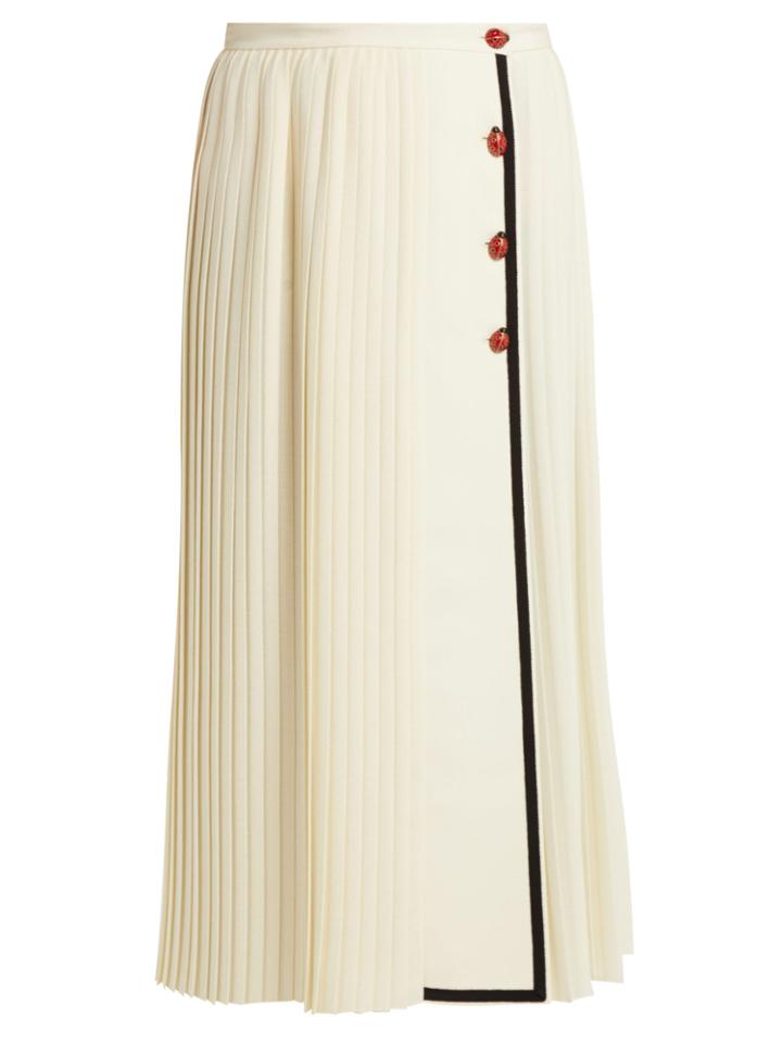Gucci Gardenia Pleated Wool-crepe Skirt