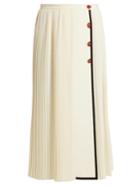 Gucci Gardenia Pleated Wool-crepe Skirt