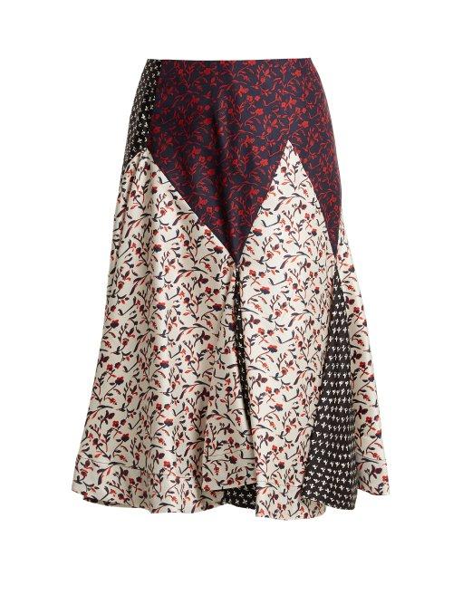 Matchesfashion.com Calvin Klein 205w39nyc - Liberty Floral Print Silk Skirt - Womens - White Multi