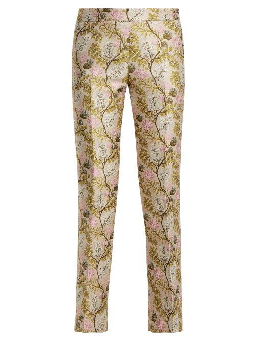 Matchesfashion.com Giambattista Valli - Floral Jacquard Kick Flare Trousers - Womens - Pink Multi