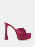Amina Muaddi - Dalida 140 Satin Platform Sandals - Womens - Dark Pink