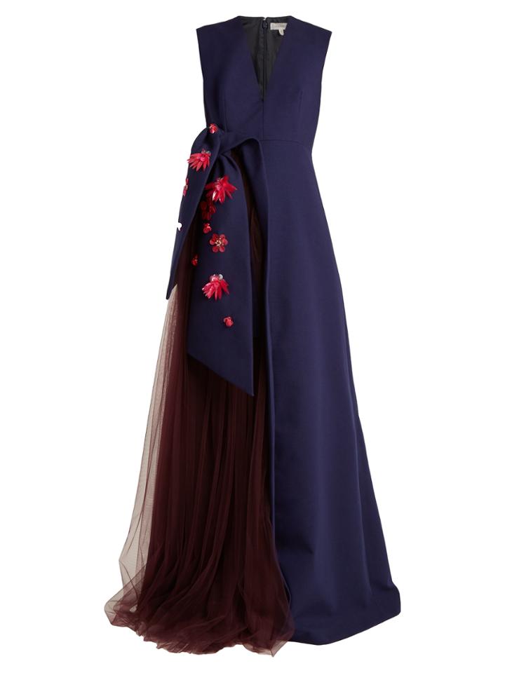 Delpozo Embellished-bow Sleeveless Cotton Gown
