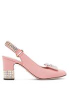 Matchesfashion.com Gucci - Madelyn Crystal Embellished Silk Moire Pumps - Womens - Light Pink