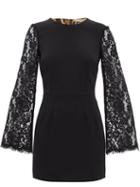 Dolce & Gabbana - Lace-trimmed Cady Mini Dress - Womens - Black
