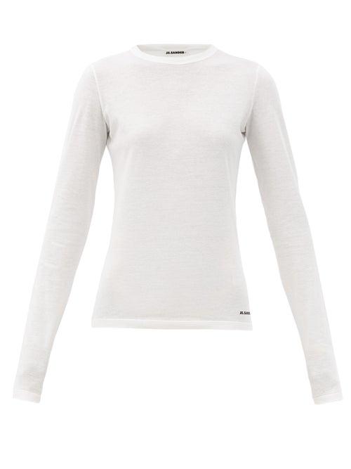 Matchesfashion.com Jil Sander - Logo-print Cotton-jersey Long-sleeved T-shirt - Womens - White