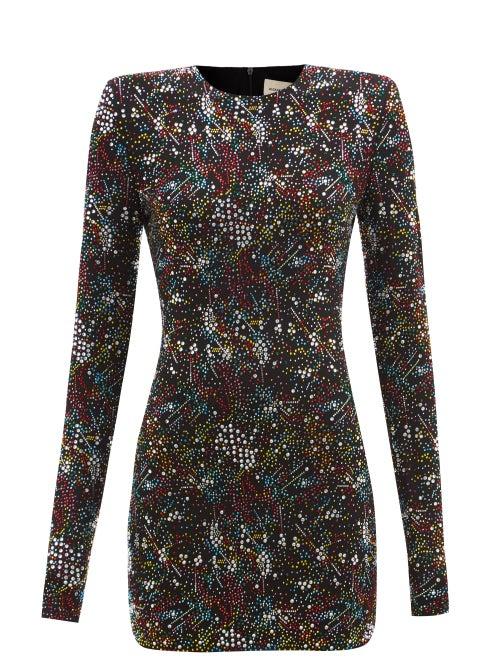 Alexandre Vauthier - Firework Crystal-embellished Crepe Mini Dress - Womens - Black Multi