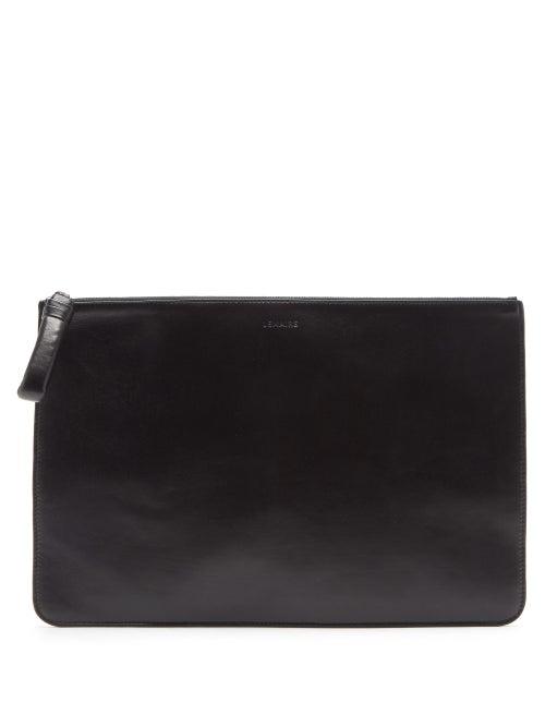 Matchesfashion.com Lemaire - Logo-debossed Leather Pouch - Mens - Black