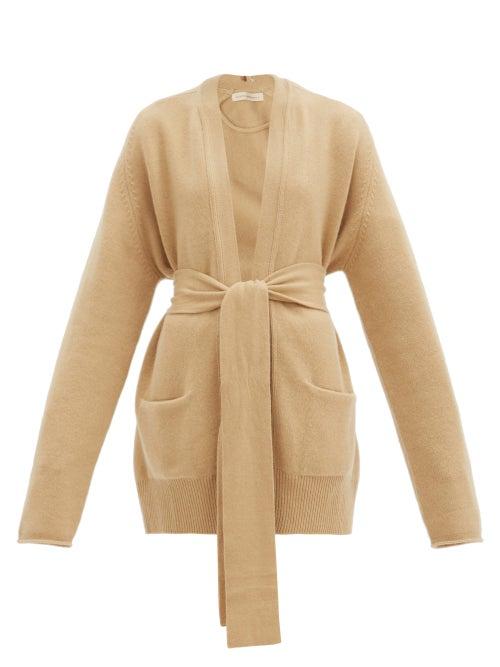 Matchesfashion.com Extreme Cashmere - No.154 Care Belted Stretch-cashmere Cardigan - Womens - Camel