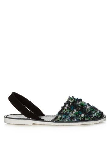 Del Rio London Woven-wool And Leather Sandals