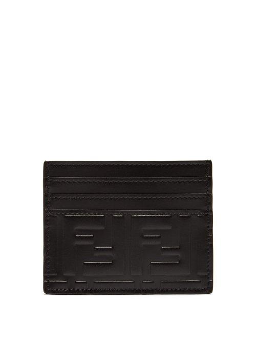 Matchesfashion.com Fendi - Logo Embossed Leather Cardholder - Mens - Black