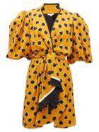 Matchesfashion.com Johanna Ortiz - Eccentric Words Puff-sleeve Vase-print Mini Dress - Womens - Orange Multi