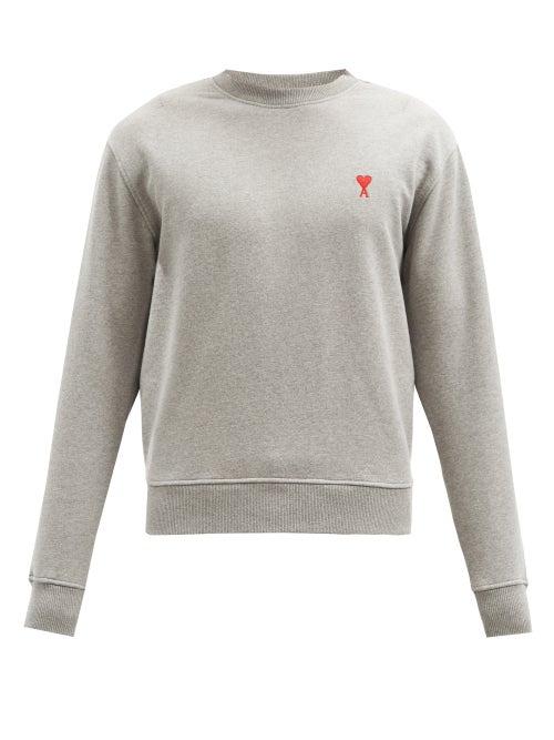 Matchesfashion.com Ami - Ami De Caur-logo Cotton-jersey Sweatshirt - Mens - Grey