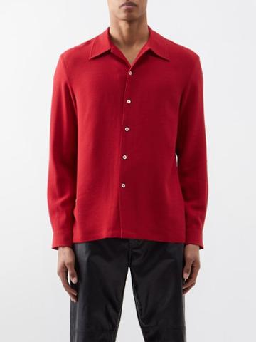 Sfr - Rampoua Spread-collar Crepe Shirt - Mens - Bright Red