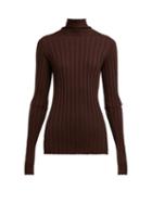 Matchesfashion.com Helmut Lang - High Neck Ribbed Knit Wool Sweater - Womens - Brown