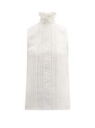 Matchesfashion.com Andrew Gn - Chantilly Lace And Silk Blend Crepe Top - Womens - White