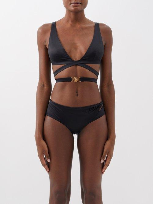 Versace - Criss-cross Bikini Top - Womens - Black