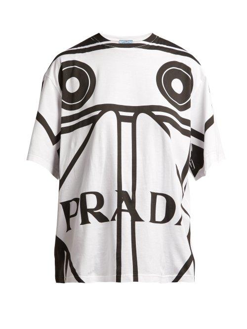 Matchesfashion.com Prada - Round Neck Koolhaas Print T Shirt - Womens - White Black