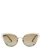 Matchesfashion.com Valentino - Rockstud Cat Eye Metal Sunglasses - Womens - Silver