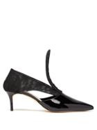 Matchesfashion.com Christopher Kane - Cut Out Lace Insert Patent Leather Pumps - Womens - Black