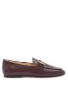 Matchesfashion.com Tod's - Double T-bar Leather Loafers - Womens - Burgundy