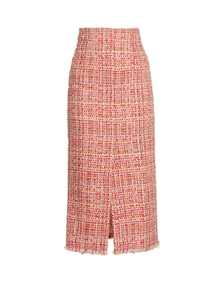 Alexander Mcqueen Frayed-hem Tweed Pencil Skirt