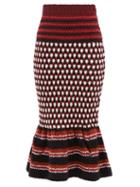 Marni - Striped Midi Mermaid Skirt - Womens - Burgundy