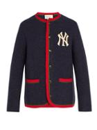 Matchesfashion.com Gucci - Ny Yankees Appliqud Alpaca Blend Cardigan - Mens - Navy