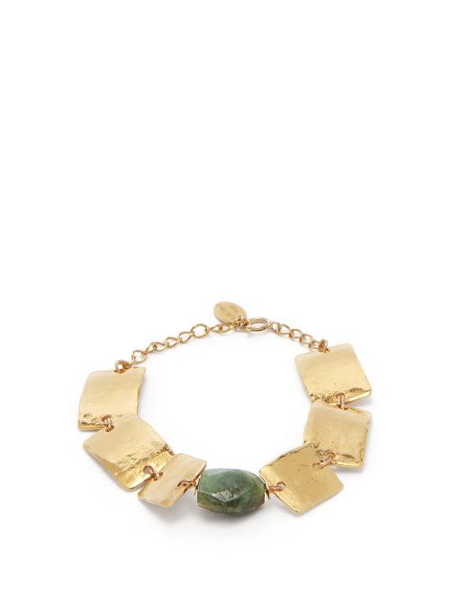 Matchesfashion.com Elise Tsikis - Thira Emerald Gold Plated Bracelet - Womens - Gold