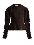 Matchesfashion.com Lemaire - Peplum Hem Ribbed Knit Wool Sweater - Womens - Brown