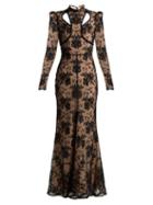 Matchesfashion.com Alexander Mcqueen - Cut Out Floral Lace Gown - Womens - Black