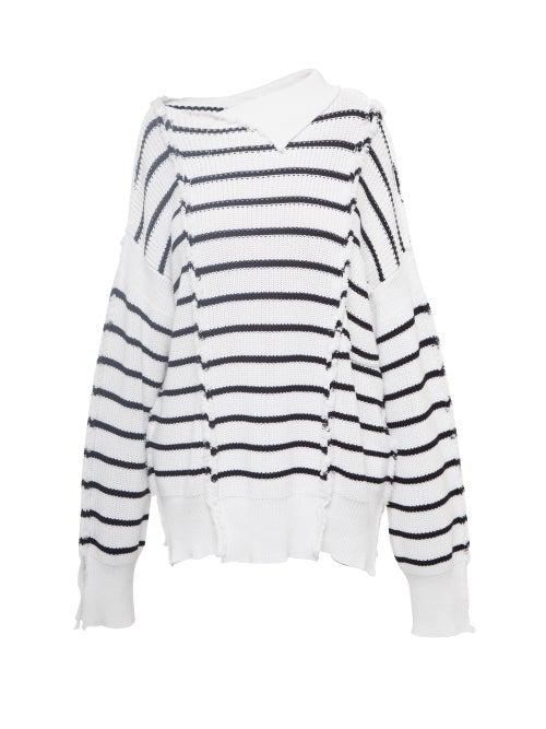 Marni - Panelled Striped Sweater - Womens - White Stripe