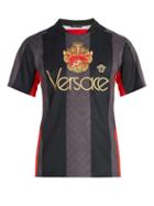 Matchesfashion.com Versace - Logo Embroidered Jersey T Shirt - Mens - Black