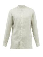 Charvet - Stand-collar Linen Shirt - Mens - Green