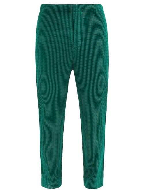Matchesfashion.com Homme Pliss Issey Miyake - Technical-pleated Mesh Straight-leg Trousers - Mens - Green