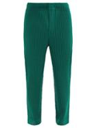 Matchesfashion.com Homme Pliss Issey Miyake - Technical-pleated Mesh Straight-leg Trousers - Mens - Green