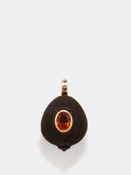 Dezso - Coquito Citrine, Ebony & 18kt Rose-gold Charm - Womens - Orange Multi